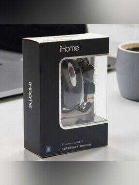 iHome 5 Button Optical Notebook Mouse W/ Retractable USB Cable Model # 1H-M1510B